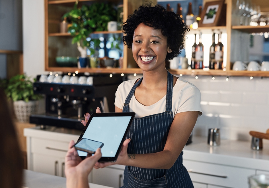 Women in front of pos machine