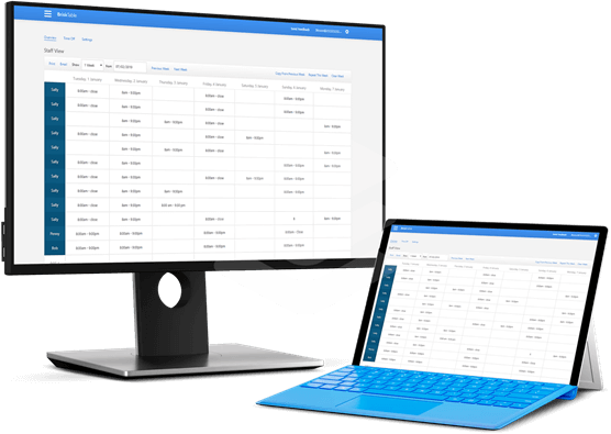 Screenshot of scheduling system